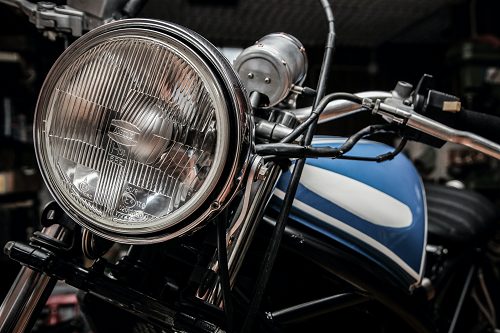 close up of a classic motorcycle